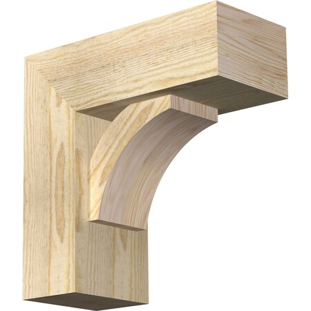 Ekena Millwork Thorton Block Rough Sawn Bracket w/ Offset Brace, Douglas Fir, 6"W x 14"D x 14"H BKT0604X14X14THR05RDF